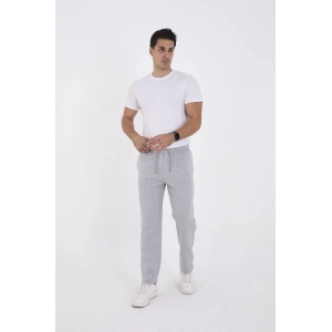 Erkek Üç İplik Basic Eşofman Boru Paça İpli Pantolon - Gri