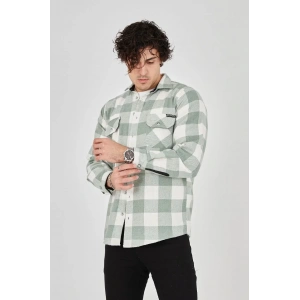 Erkek Uzun Kollu Oduncu Gömlek - Mint yeşili