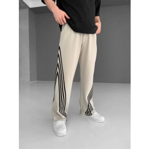 İki İplik Kumaş Şeritli Alt Esofman - Gri