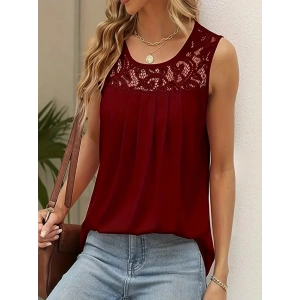 Kadın Askılı Yuvarlak Yaka Dantel Detaylı Viskon Bluz