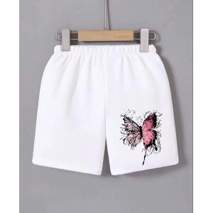 Kadın Beli Lastikli Baskılı Mini Şort - Beyaz