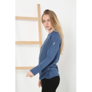 Kadın Biskilet Yaka Kolu Armalı - Koyu Mavi