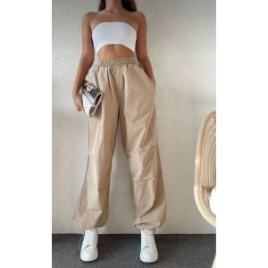 Kadın Cepli Paraşut Pantalon - Bej