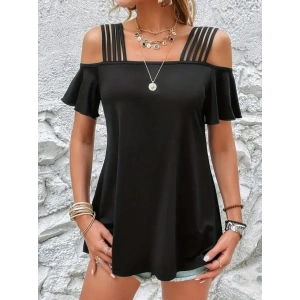 Kadın Kısa Kollu Beş Askılı Viskon Bluz