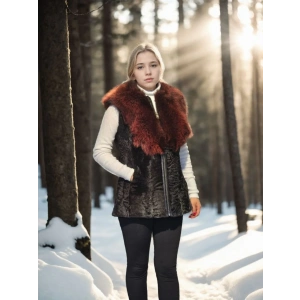 Kadın Kolsuz Hakiki Kürk - Siyah