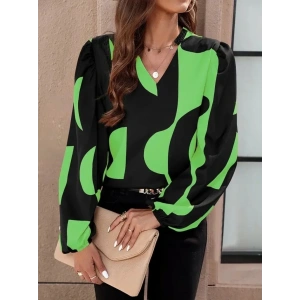 Kadın Uzun Kollu V Yakalı Desenli Modal Bluz