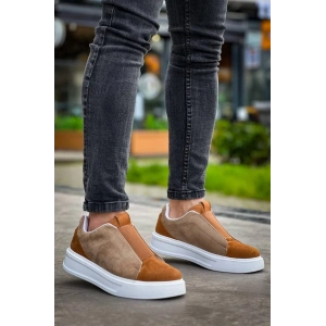 KB-007  Kuback  Vizon Taba Yüksek Taban Tek Bant Bağcıksız Günlük Erkek Ayakkabı