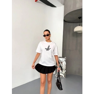 Kısa Kol Baskılı T-shirt - Beyaz