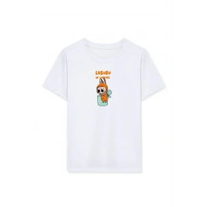 Kız Labubu Çocuk Baskılı T-Shirt - Beyaz
