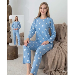 Lindros 0440 Kadın Süet Uzun Kol Pijama Takımı