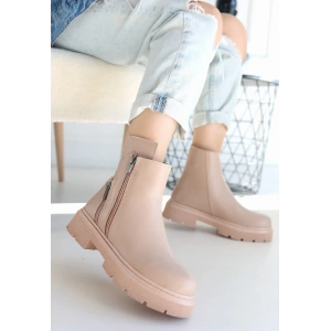 Menta Nude Cilt Fermuar Aksesuarlı Bot