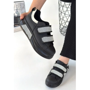 Nino Siyah Cilt Cırt Cırtlı Spor Ayakkabı