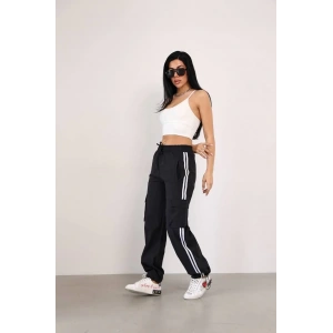 Paraşüt Kumaş Kargo Ceplı Baggy Eşofman - Siyah