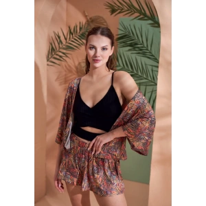 PJS 27003 Viskon Kimono Croplu Şort Takım