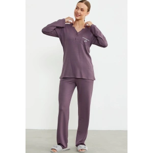 Sementa 76438 Yarım Düğmeli Cep Detaylı Pijama Takım