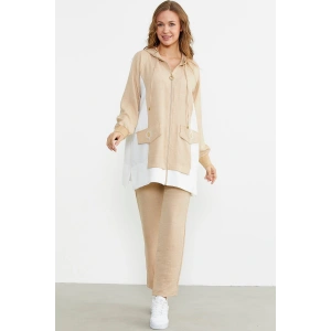 Sementa 76448 Keten Görünümlü Kapüşonlu Tunik Takım