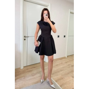 Sırt dekolteli Çan Detaylı Mini Elbise - Siyah