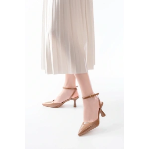 ST-004 Vizon Rugan Günlük 7 cm Topuklu Bayan Ayakkabı