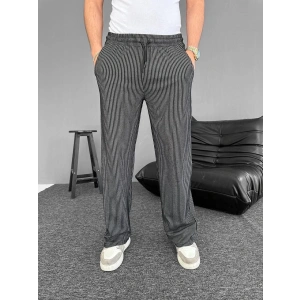 Su Yolu Çizgili Cepli Pantalon - Siyah