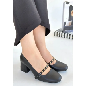 Tino Siyah Cilt Topuklu Ayakkabı