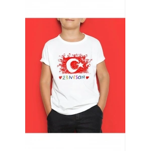 Unisex Çocuk Baskılı T-Shirt - Beyaz