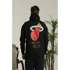 Unisex Kapşonlu Baskılı Sweetshirt - Siyah