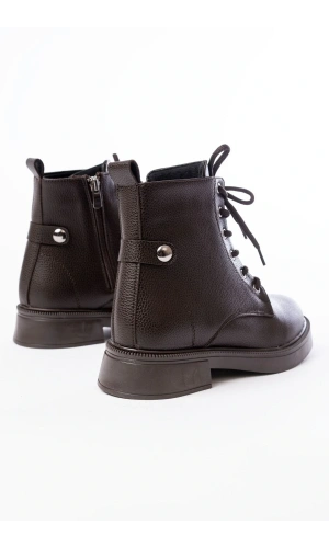 02-2003 Kahve Galata Bağcıklı Fermuarlı Günlük Kadın Bot