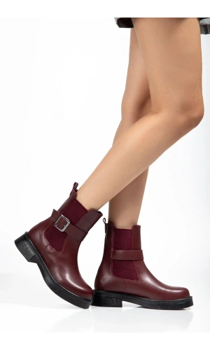 02-2004 Bordo Luna Toka Aksesuarlı Lastikli Günlük Kadın Bot