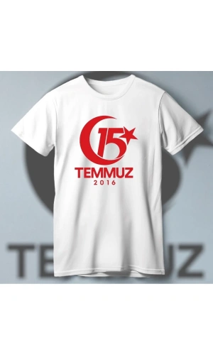 15 Temmuza Özel Tasarım 2016 Baskılı T-shirt - Beyaz