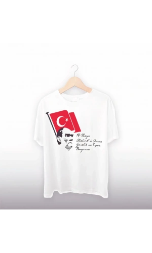 19 Mayıs 20/1 Baskılı T-shirt - Beyaz
