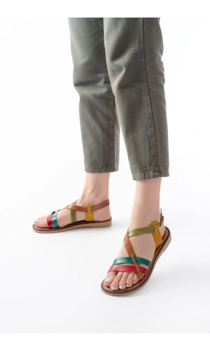 205-05 Multi Ortopedik Hakiki Deri Kadın Sandalet