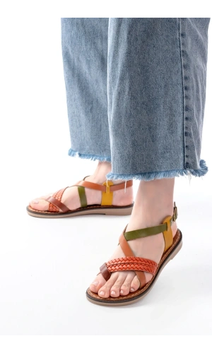 205-09 Multi Ortopedik Hakiki Deri Kadın Sandalet