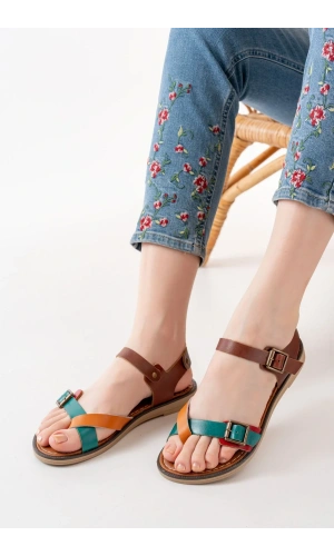 205-091 Multi Ortopedik Hakiki Deri Kadın Sandalet