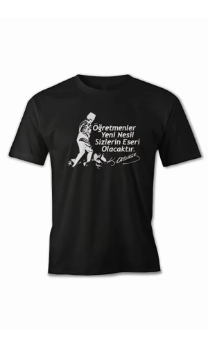24 Kasım Öğretmenler Baskılı T-shirt - Siyah