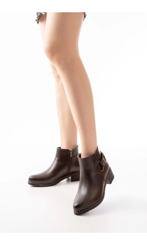 270-3030 Kahverengi Toka Aksesuarlı Fermuarlı Günlük Kadın Bot