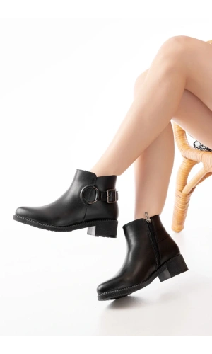 270-3030 Siyah Toka Aksesuarlı Fermuarlı Günlük Kadın Bot