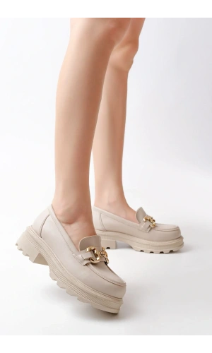 745-773 Bej Günlük Yüksek Tabanlı Loafer Ayakkabı