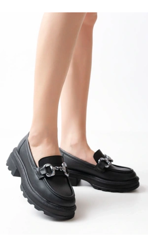 745-773 Siyah Günlük Yüksek Tabanlı Loafer Ayakkabı