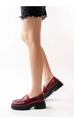 746-759 Bordo Rugan Günlük Yüksek Tabanlı Loafer Ayakkabı
