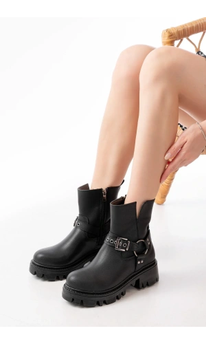868-2015 Siyah Fermuarlı Günlük Kadın Bot
