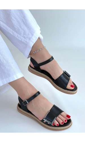 Andana Siyah Cilt Sandalet