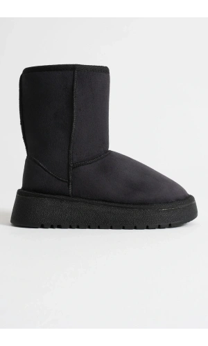Anisa Kadın Siyah Kışlık Kürklü Bot