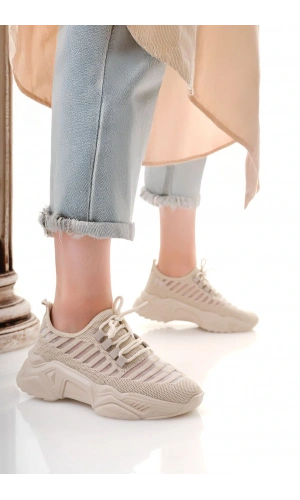 Ante Bej Triko Bağcıklı Spor Ayakkabı