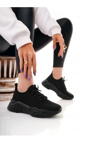 Ante Siyah Triko Bağcıklı Spor Ayakkabı