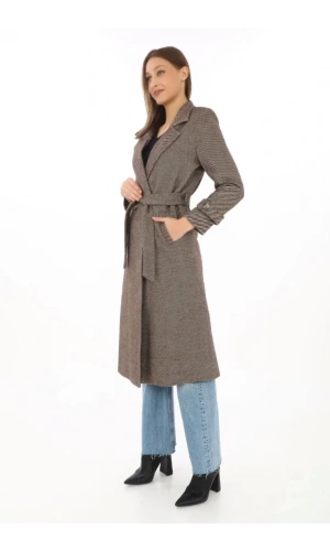 Astarlı Balık Sırtı Kaşmir Kaşe Kaban - Vizon