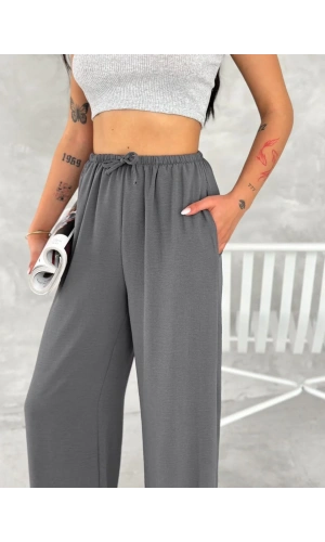 Ayrobin Oversize Kadın Pantalon - Füme