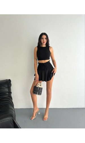 Ayrobin Şortlu Etek - Siyah