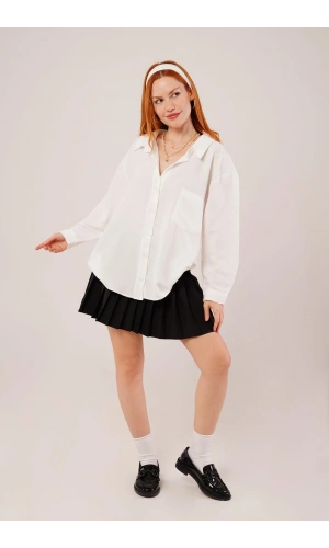 Basic Oversize Beyaz Gömlek