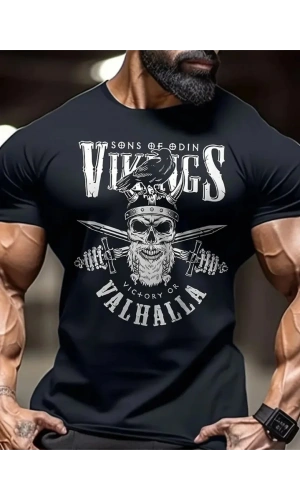 Baskılı Oversize Bisiklet Yaka T-shirt - Siyah