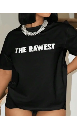 Baskılı Oversize T-shirt - Siyah